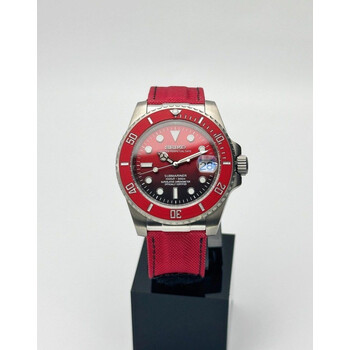 Custom Seiko Mod • Red Carbon Titanium Submariner on Velcro • 40mm